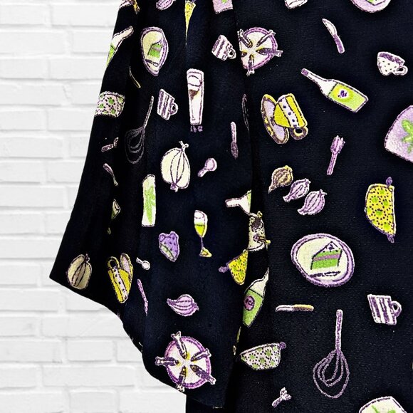 Carole Little Dresses Vintage Button Down Blouse Kitchen Printed Adjustable RARE - Picture 12 of 13